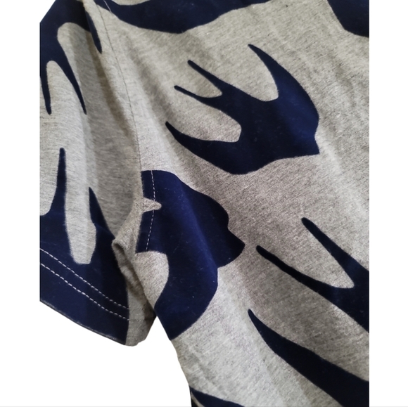 Mcq Alexander Mcqueen Swallow Casual Mini Dress In Grey XS Velvet Birds in Navy - Picture 6 of 7